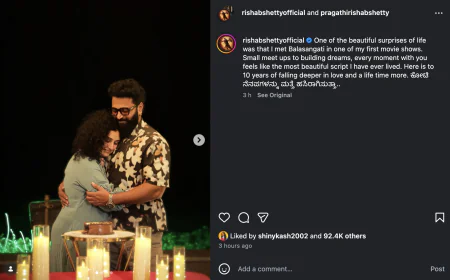 Rishabh Shetty Shares Romantic Photos With Wife Pragati on Anniversary