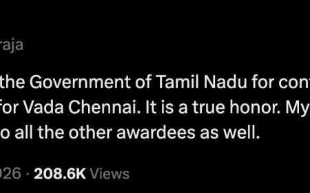 Dhanush Wins Tamil Nadu State Award for ‘Vada Chennai’, Actor Expresses Gratitude