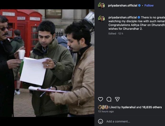 Priyadarshan Praises Disciple Aditya Dhar, Calls His Success a Proud Moment