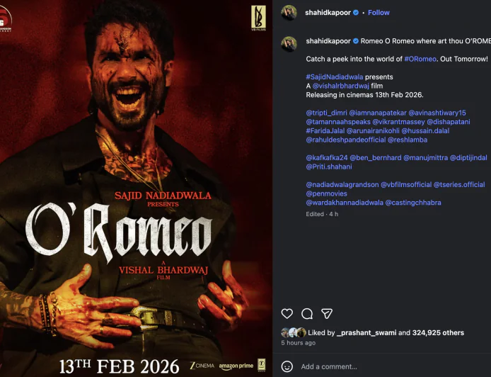 Shahid Kapoor Reunites With Vishal Bhardwaj for ‘O Romeo’; First Look Out