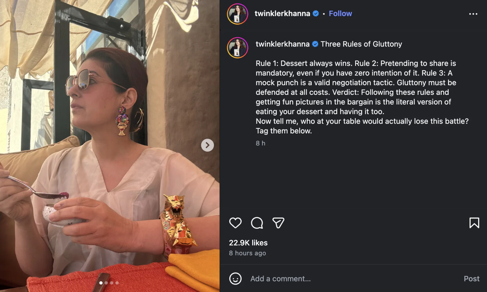 Twinkle Khanna Feeds Akshay Kumar, Jokes About Food Rules on Instagram