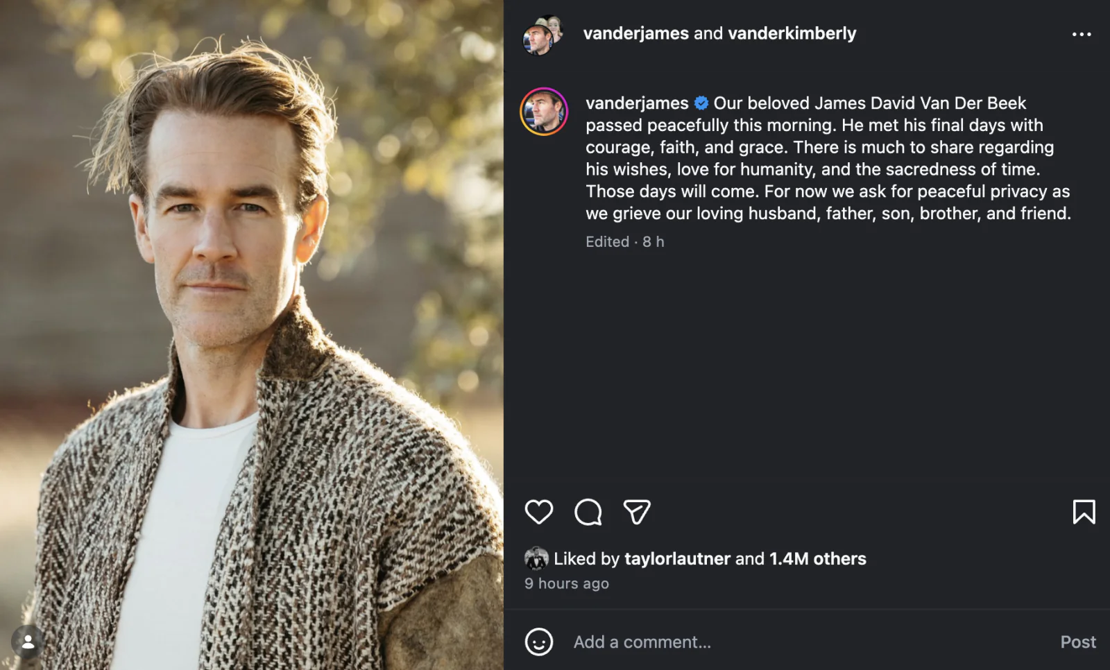 ‘Dawson’s Creek’ Star James Van Der Beek Dies; Fans and Celebrities Pay Tribute