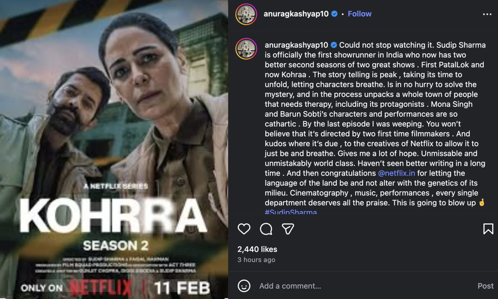 Anurag Kashyap Showers Praise on ‘Kohrra 2’, Calls It Hopeful and Powerful