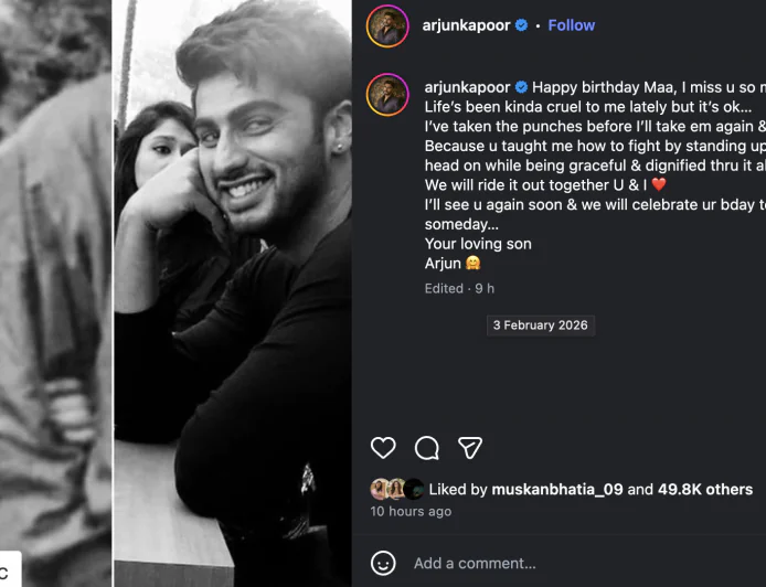 Arjun Kapoor Remembers Mother Mona Shourie Kapoor on Her Birthday, Shares Emotional Not