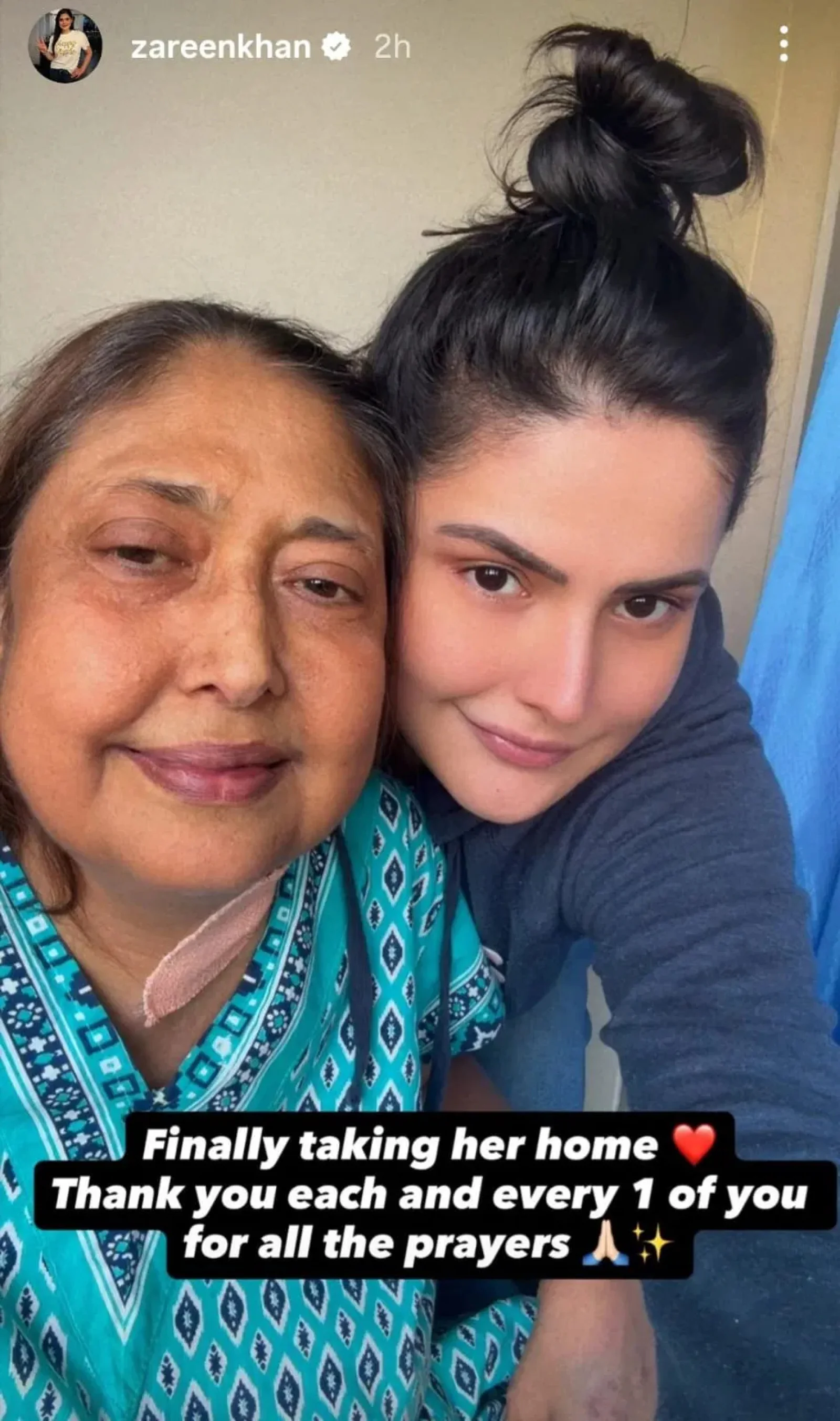 Zareen Khan Shares Health Update as Mother Returns Home From Hospital