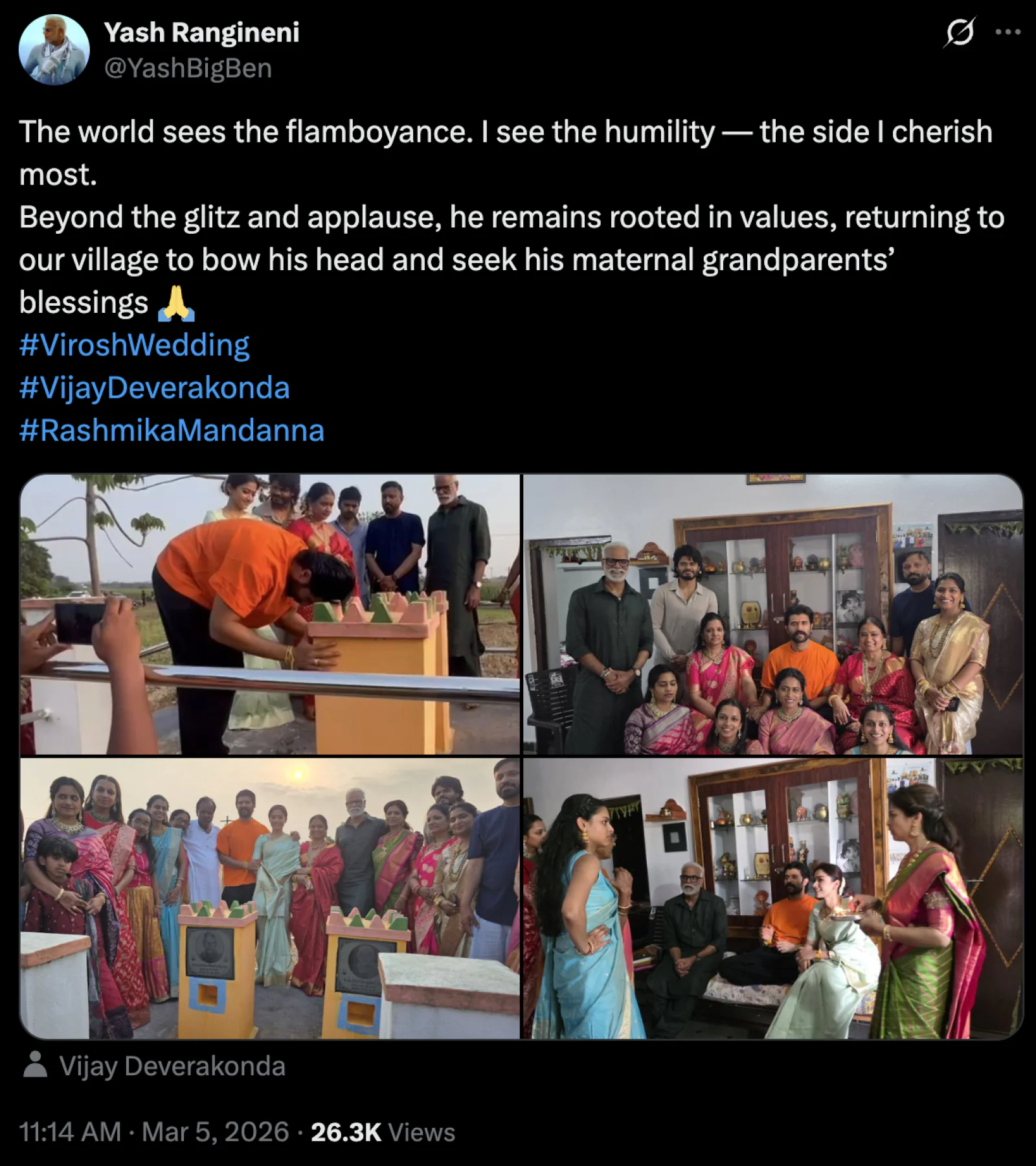 Vijay Deverakonda Praised for Humility After Wedding With Rashmika Mandanna