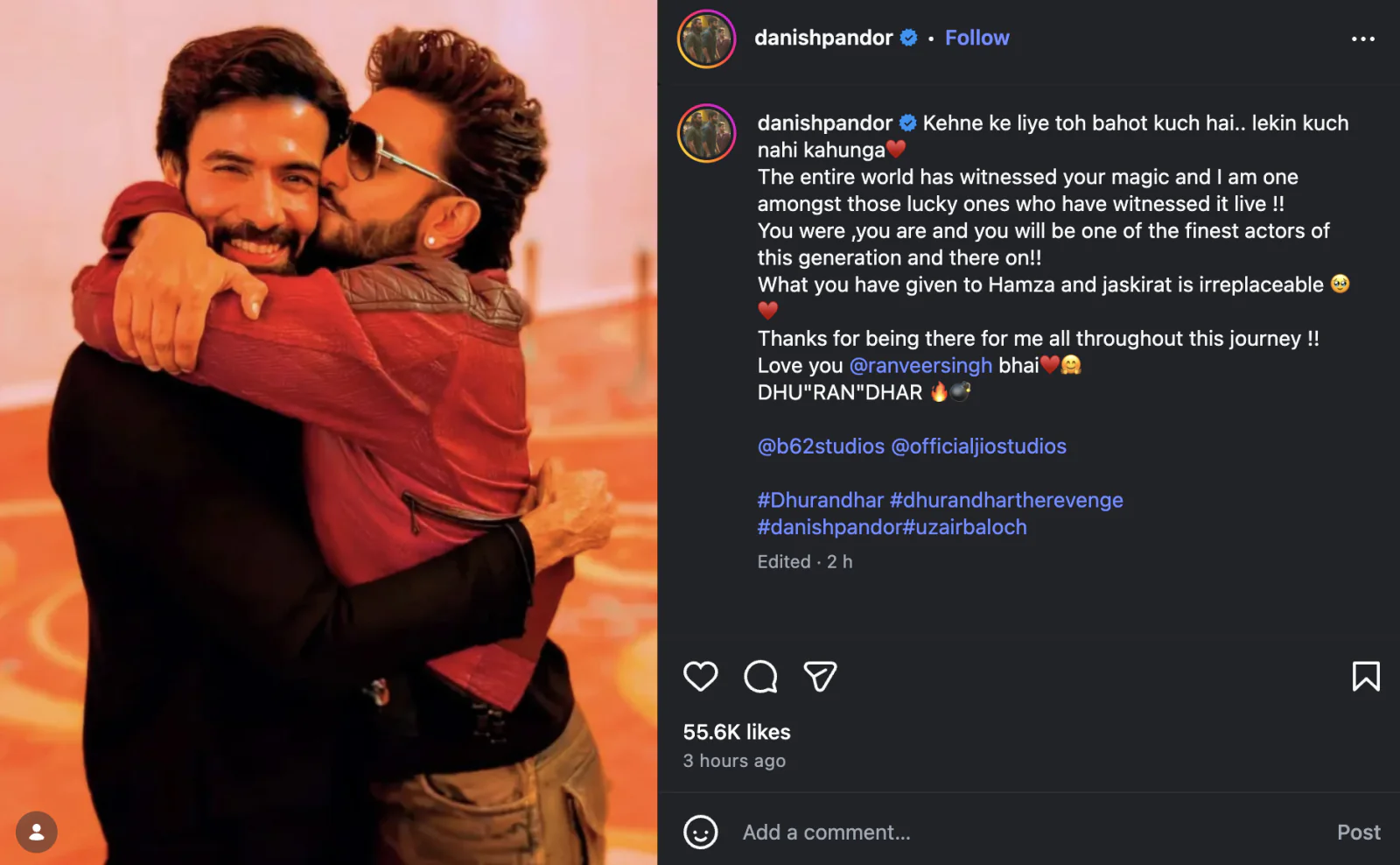 Ranveer Singh praised by co-star Danish Pandor for powerful performance