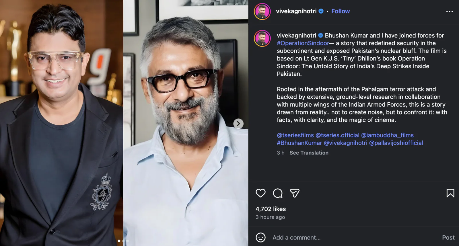 The success of 'Dhurandhar 2' has shown its impact, with 'Operation Sindoor' announced; Vivek Agnihotri to direct.