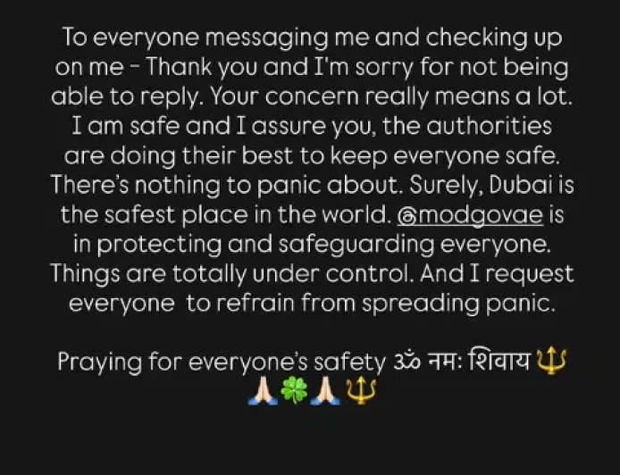 Stranded in Dubai, Sonal Chauhan Now Says ‘I Am Safe’ Amid US-Iran Tensions