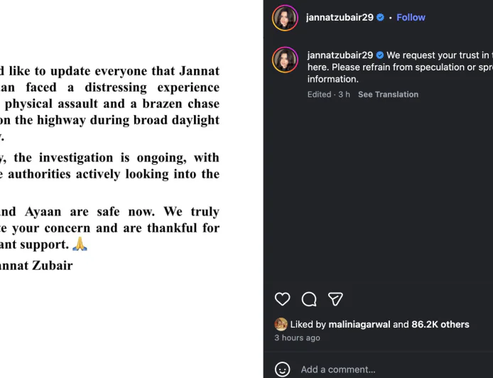 Scare for Jannat Zubair as She and Ayaan Zubair Are Chased on Highway in Panvel