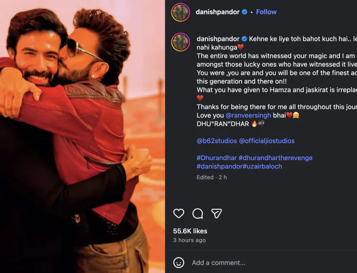 Ranveer Singh praised by co-star Danish Pandor for powerful performance