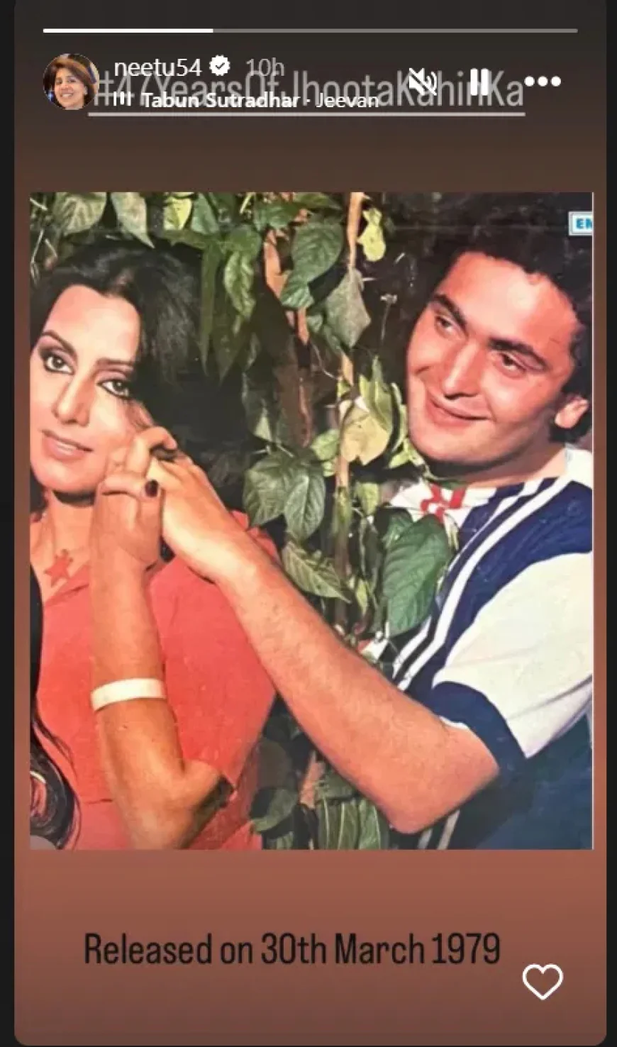 47 Years of Jhootha Kahin Ka: Neetu Kapoor Shares Emotional Throwback with Rishi Kapoor