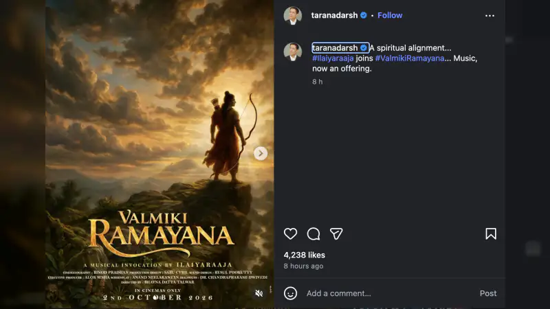 ‘Valmiki Ramayana’ Poster Out on Akshaya Tritiya, Ilaiyaraaja to Compose Music