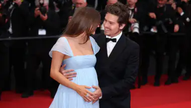 Barbara Palvin Flaunts Baby Bump on Cannes Red Carpet With Husband Dylan Sprouse