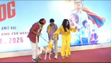 Raveena Tandon Stays Calm as Dog Grabs Her Outfit