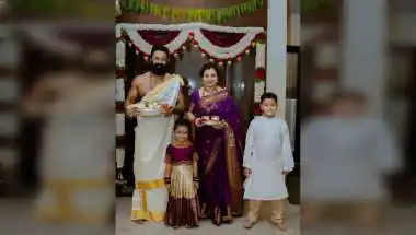 Rishab Shetty, Pragathi Perform Lakshmi, Satyanarayana Puja