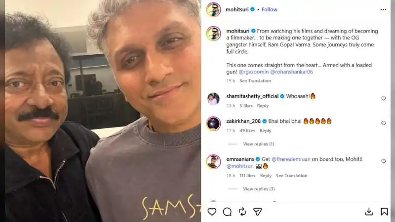 "A Love Dish With a Hint of Gangster Curry": RGV and Mohit Suri Announce New Film